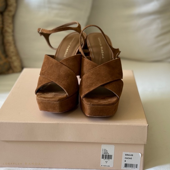 Loeffler Randall Platform suede sandals - Style is Gina color is cacao size 8B - Picture 8 of 13